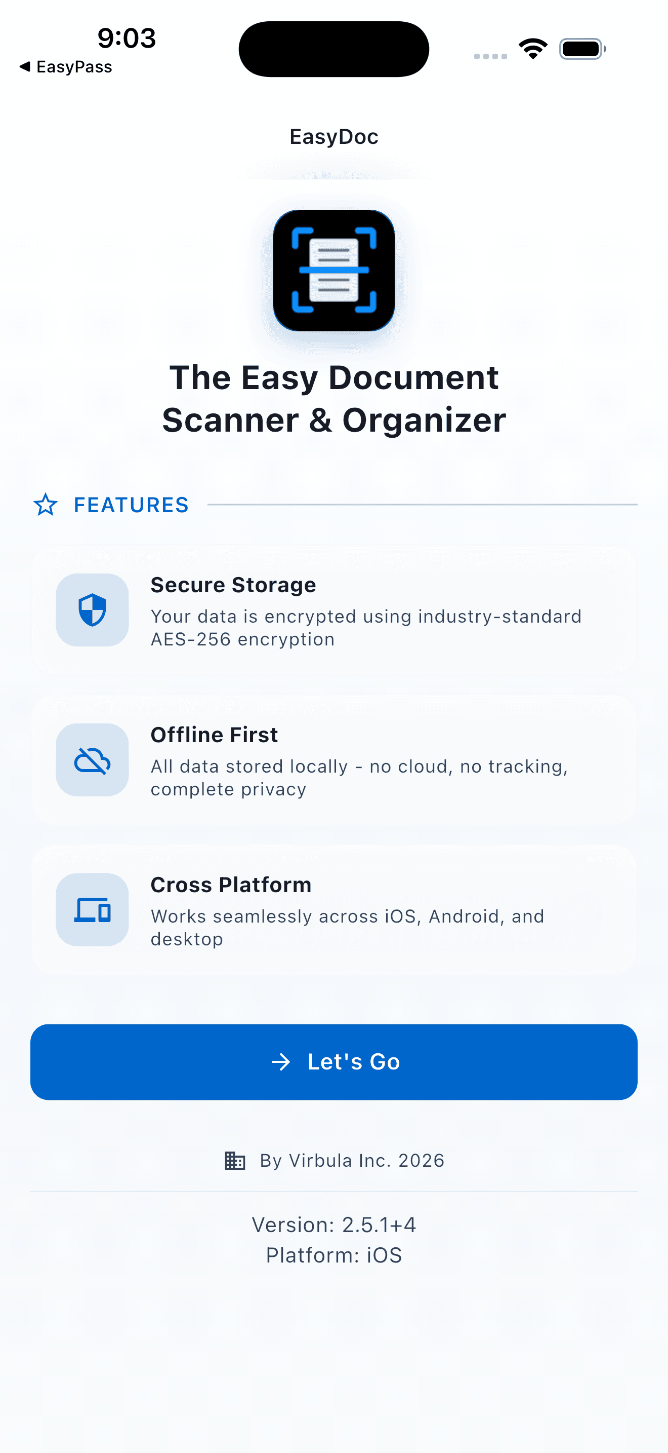 EasyDoc mobile app screen